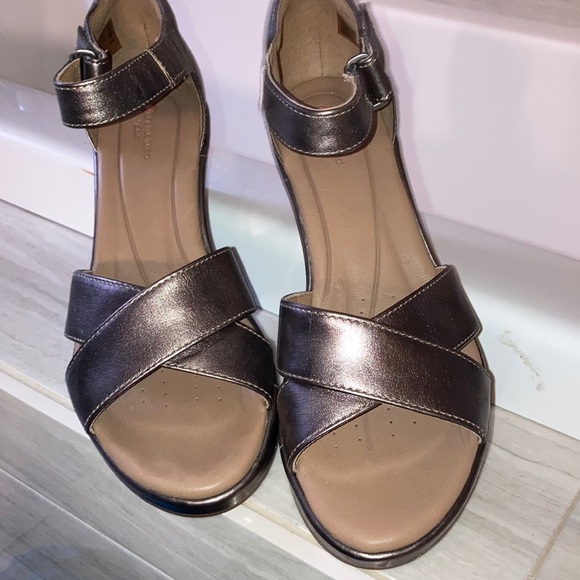 Clark Wedge Bronze Sandals - Picture 1 of 5